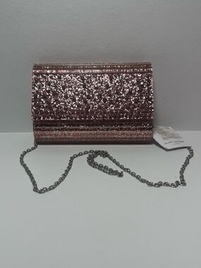 Kurt Geiger Rose Pink Sparkling Clutch Bag